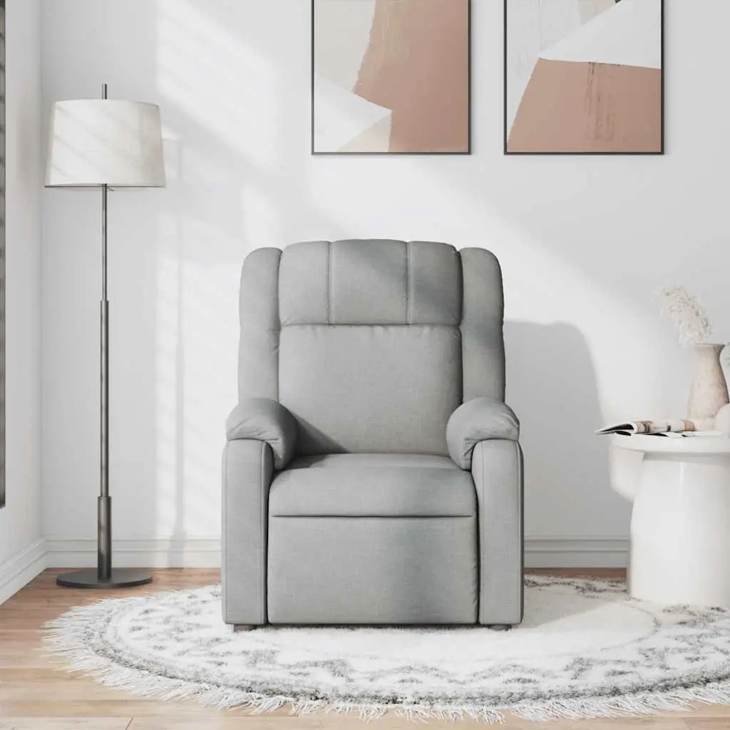 Massage Chair Light Grey Fabric Reclining Armchair Vibration Manual Function
