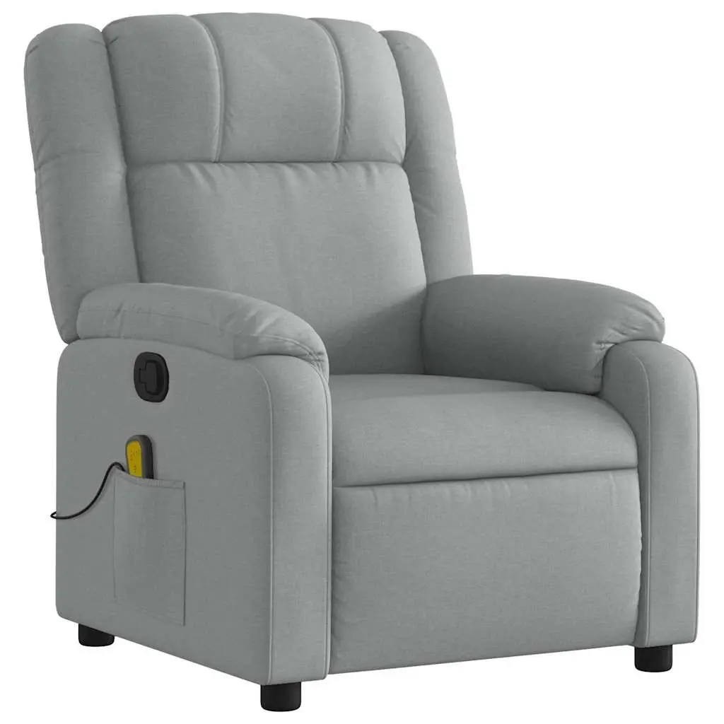 Massage Chair Light Grey Fabric Reclining Armchair Vibration Manual Function