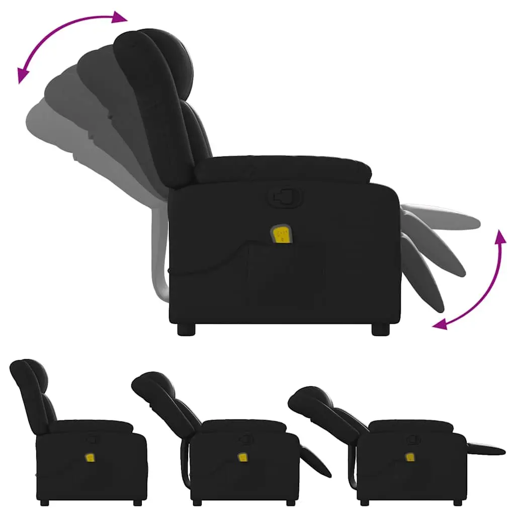 Massage Recliner Chair Black Faux Leather Manual Reclining Armchair with 6 Massage Points