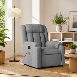 Massage Recliner Chair Manual Recline Light Grey Fabric Armchair Lounge Seat