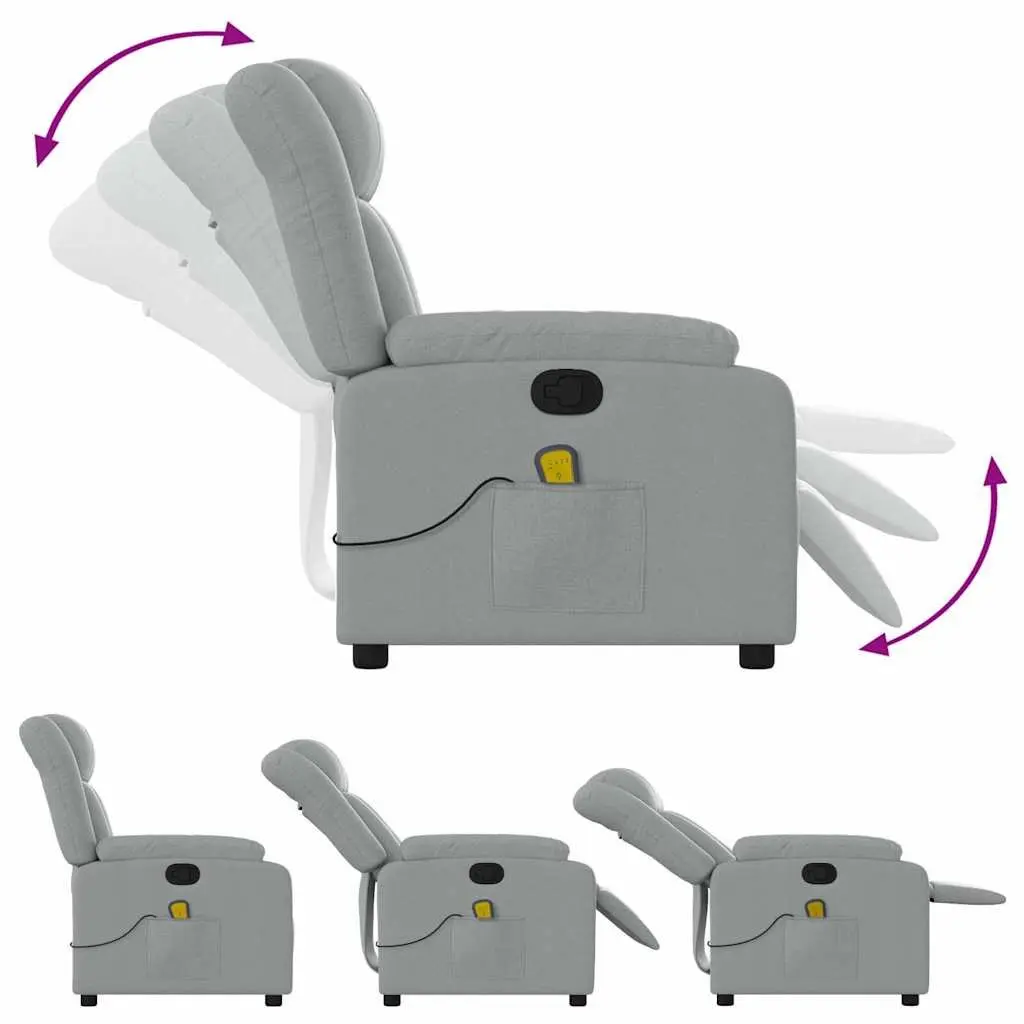 Massage Recliner Chair Light Grey Fabric Manual Recline Vibration Massage Armchair