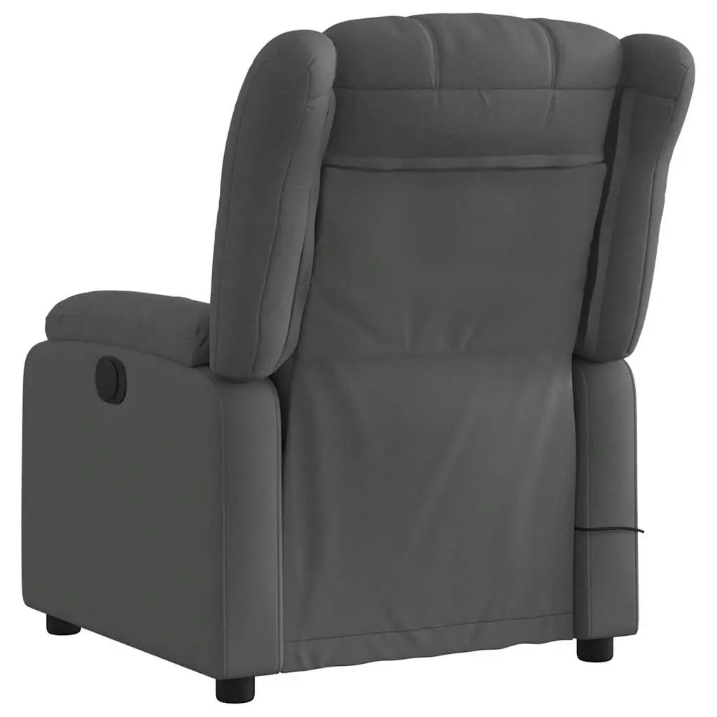 Massage Recliner Chair Grey Fabric Manual Recline 6 Point Vibration