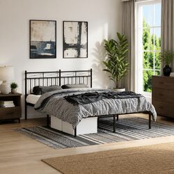 Compact Metal Bed Frame 135x190 cm for Minimalist Rooms