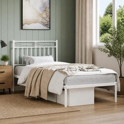 Compact Metal Bed Frame with Headboard 90x190 cm