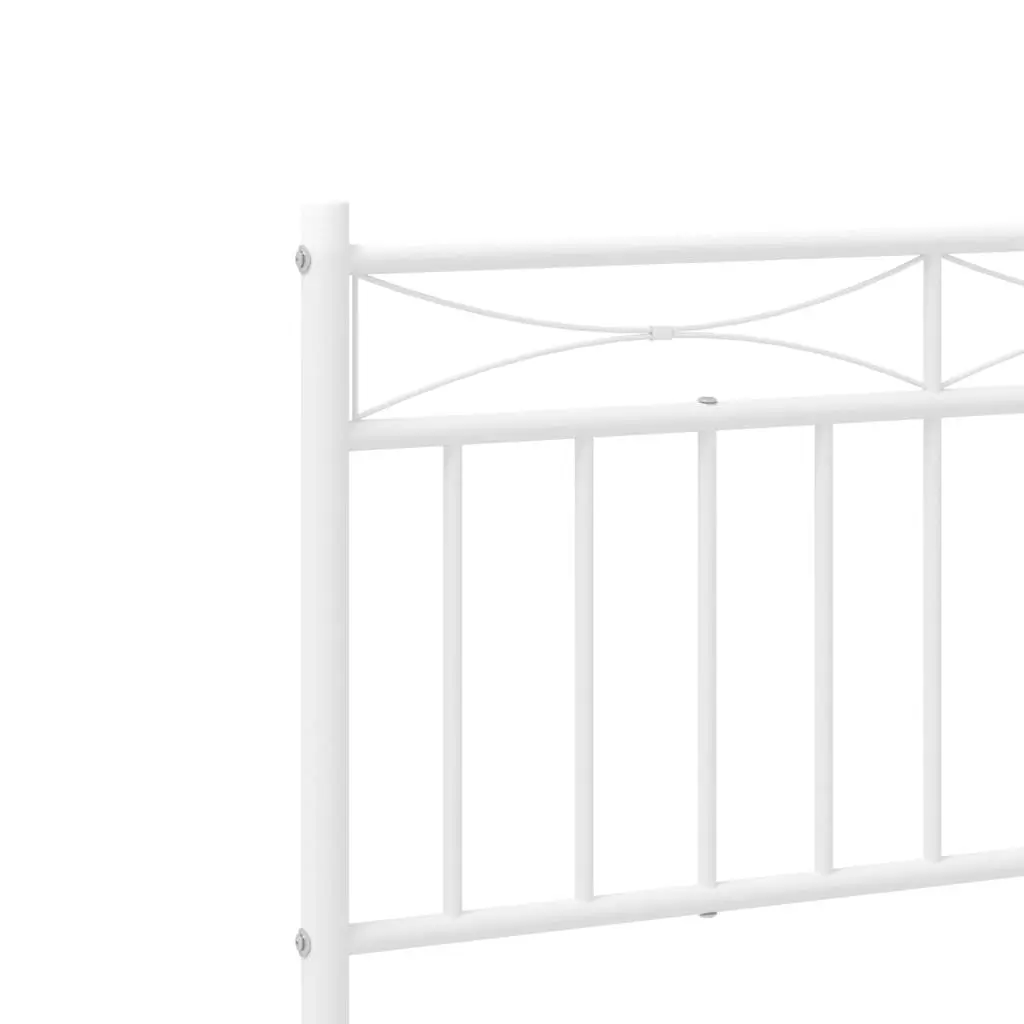 Metal Bed Frame White King Size with Footboard