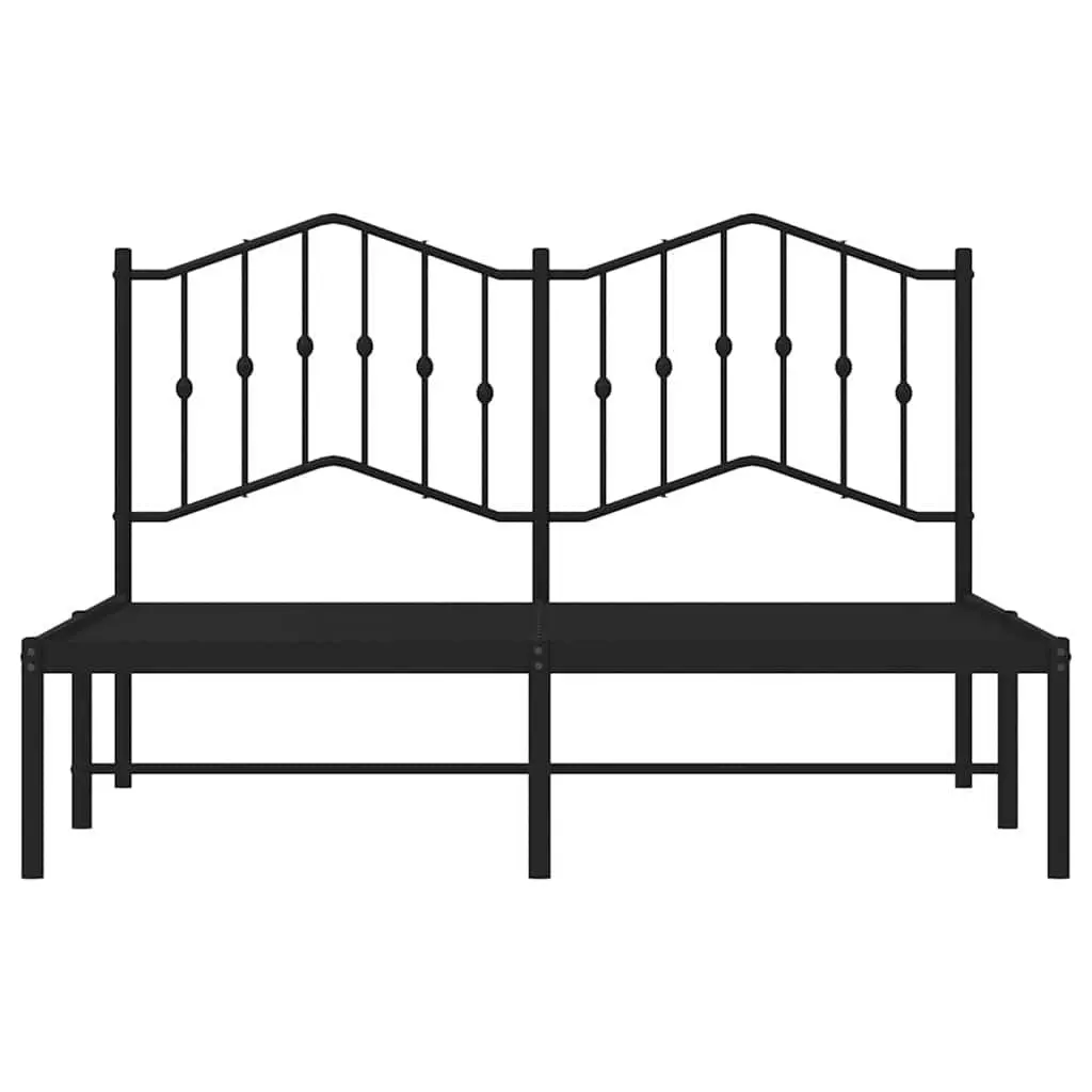 Metal Bed Frame Black 135x190 cm with Headboard Steel Slats