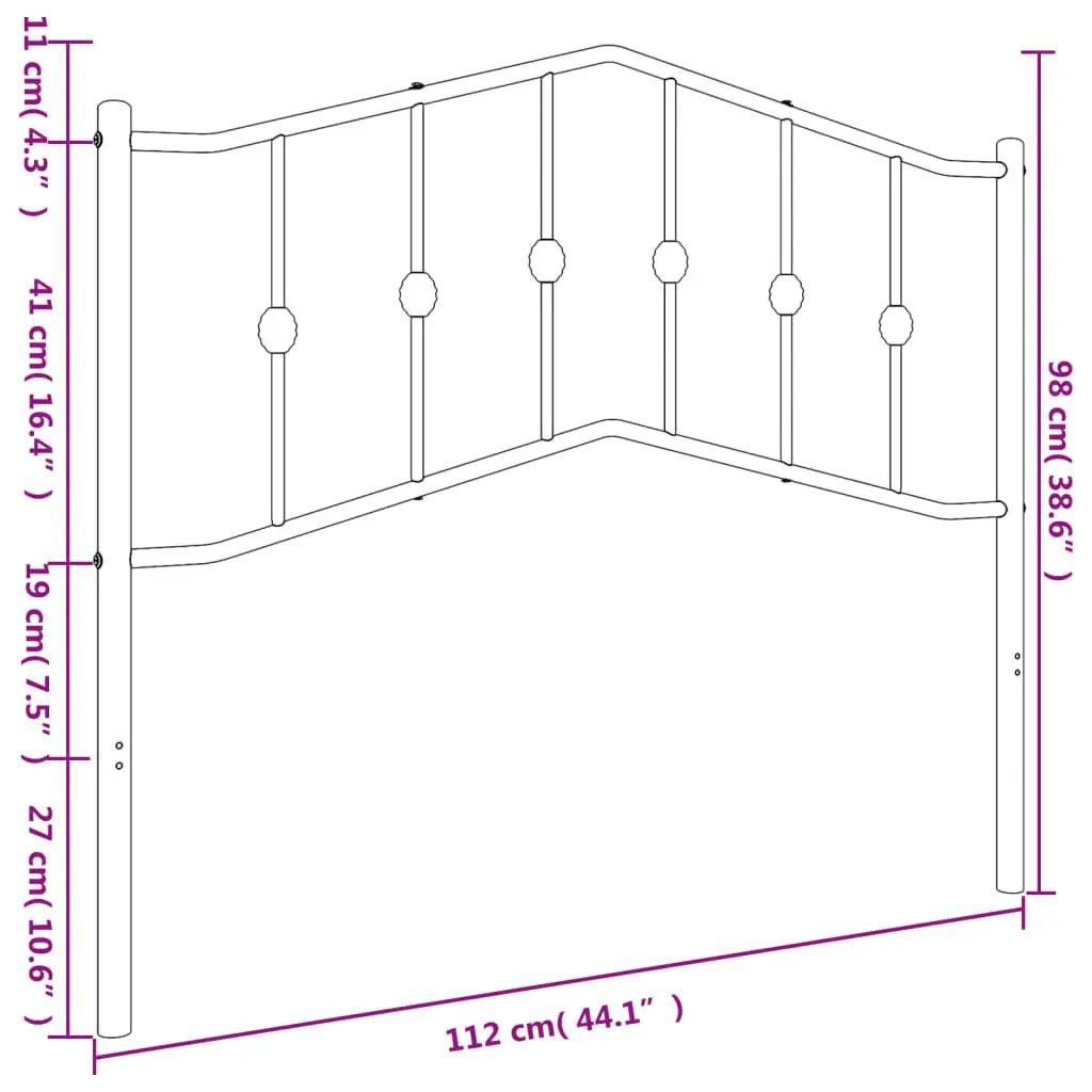 Metal Headboard Black 107cm Bedroom Bed Frame Header Stylish Design Support