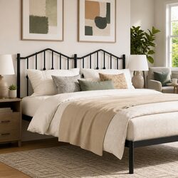 Metal Headboard Black 150cm Bed Header Bedroom Furniture Sturdy Steel Frame