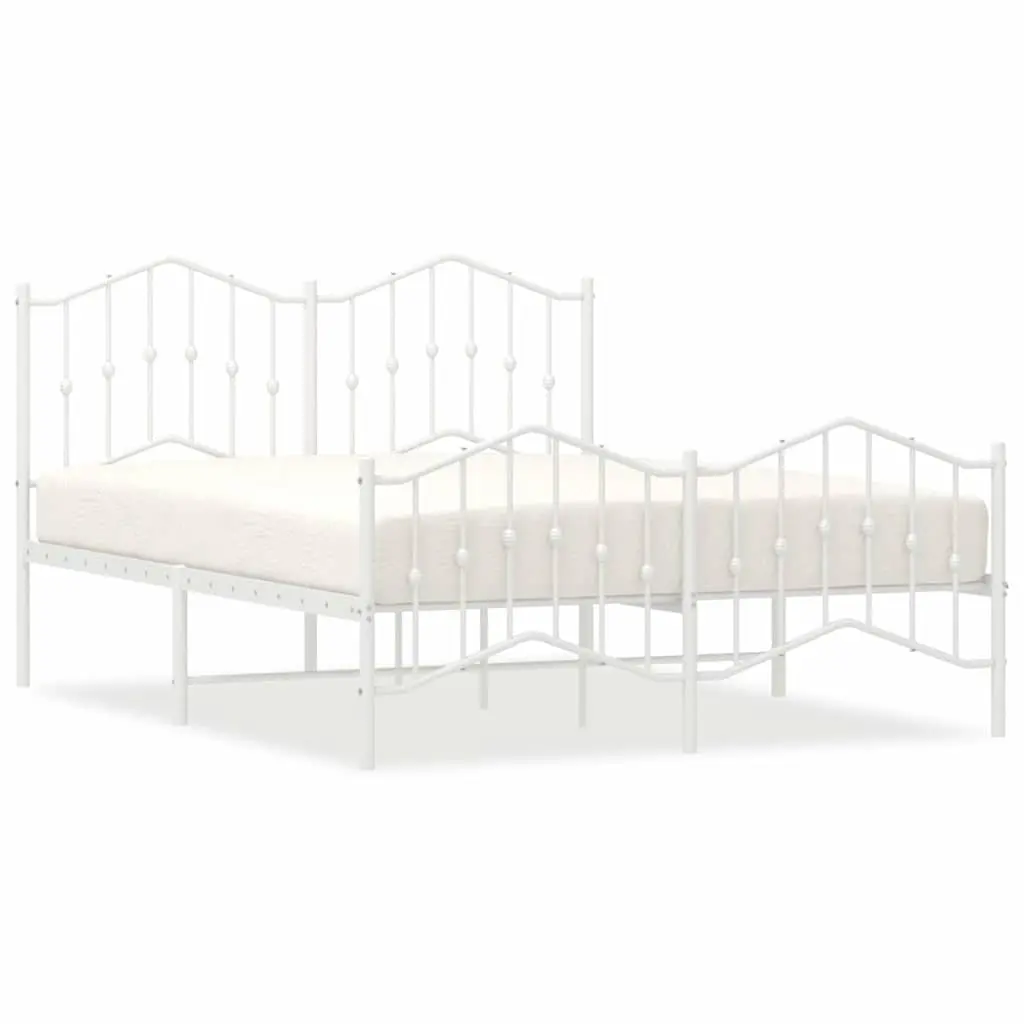 White Metal Bed Frame 135x190 cm with Headboard
