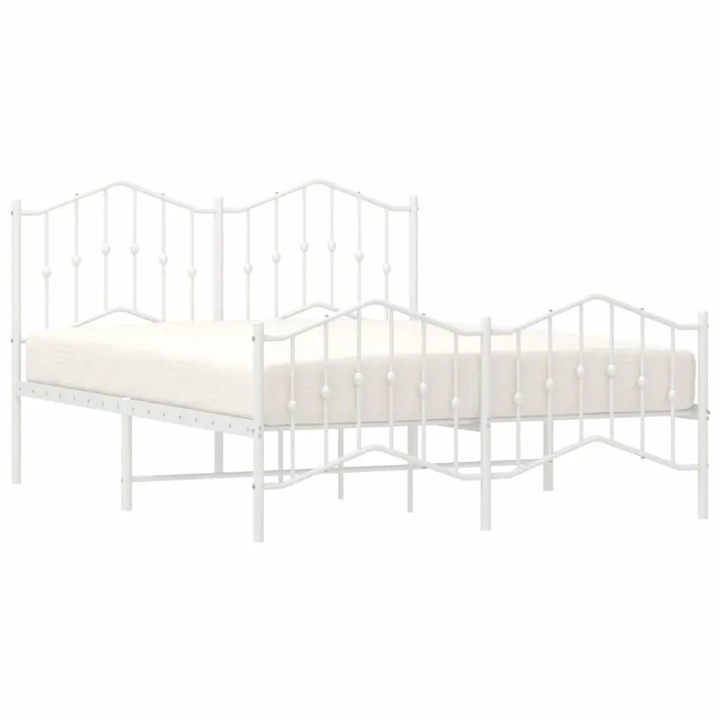 White Metal Bed Frame 135x190 cm with Headboard