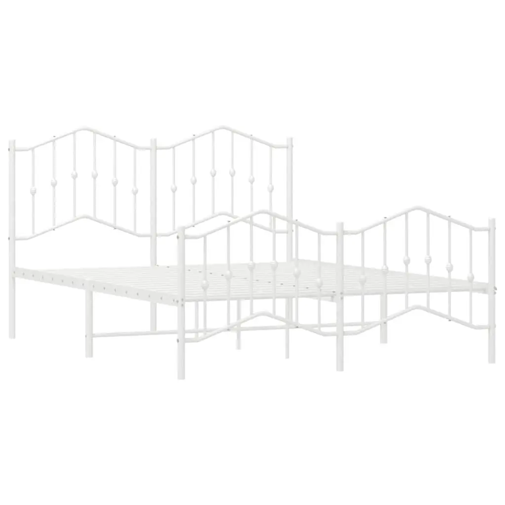 White Metal Bed Frame 135x190 cm with Headboard
