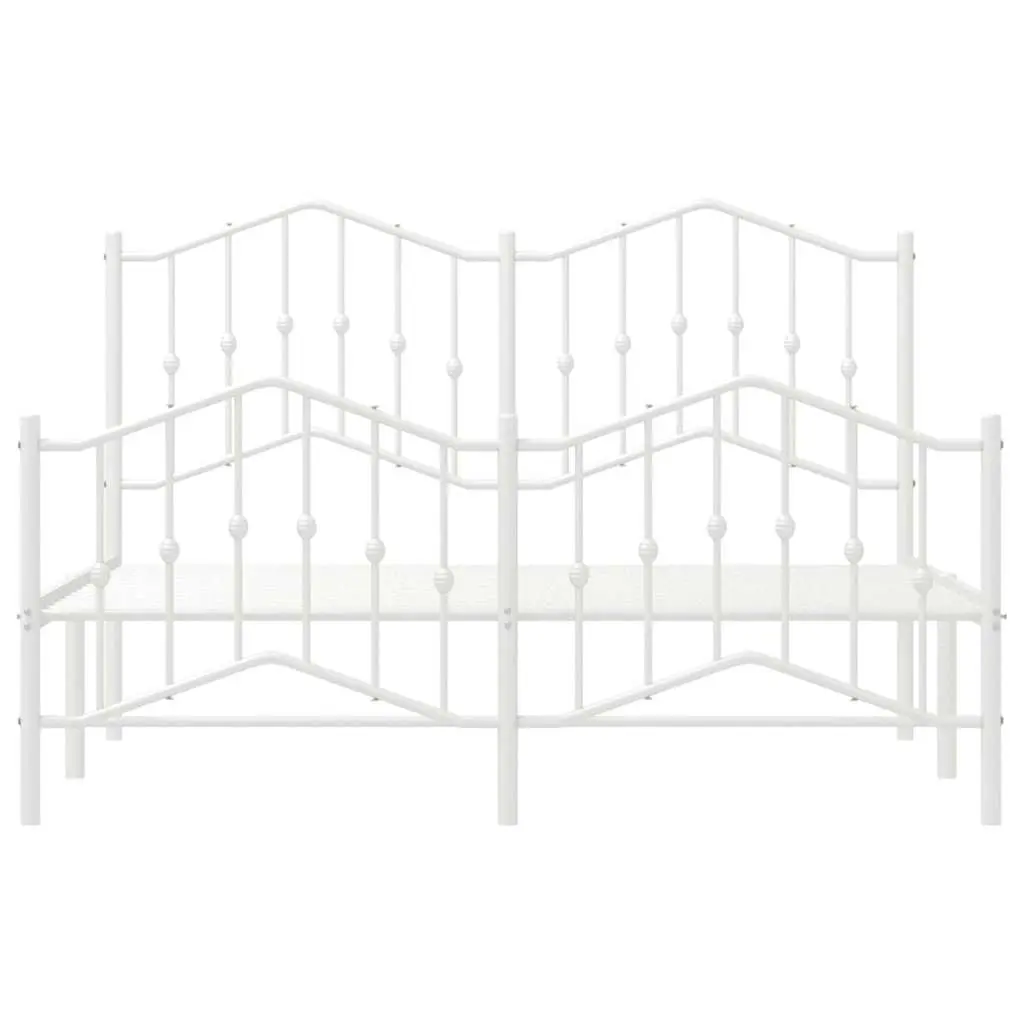 White Metal Bed Frame 135x190 cm with Headboard