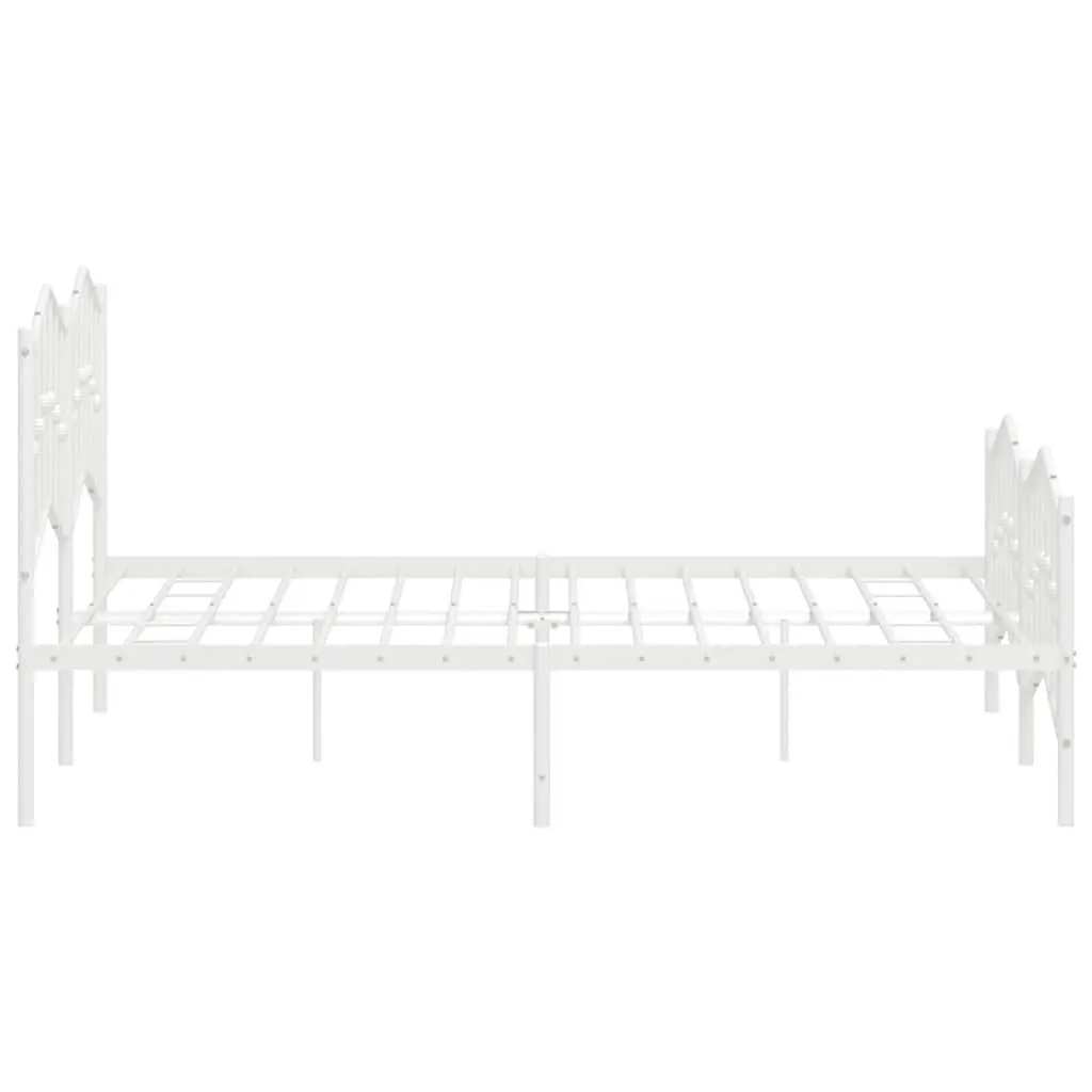 White Metal Bed Frame 135x190 cm with Headboard