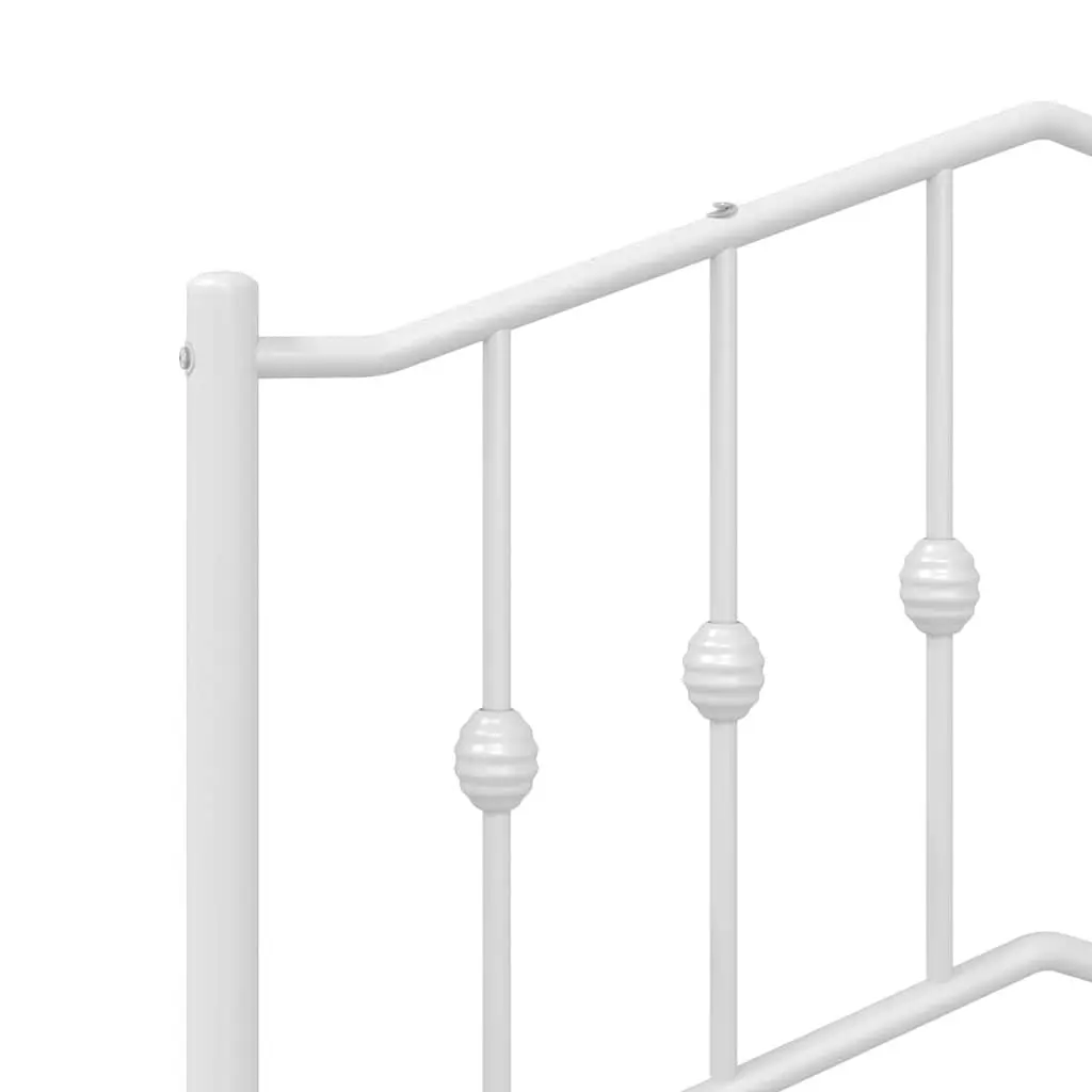 White Metal Bed Frame 135x190 cm with Headboard