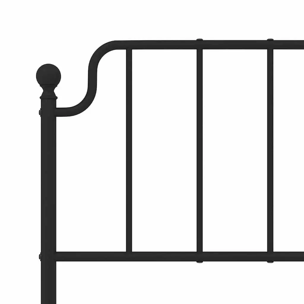 Metal Bed Frame Black 135x190cm Slatted Base with Headboard for Bedroom Furniture