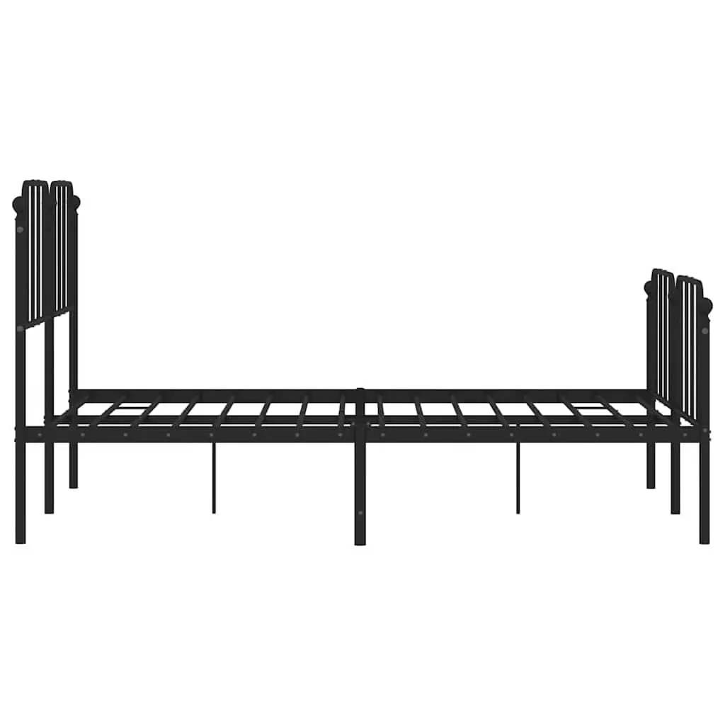 Metal Bed Frame Black 150x200 cm with Headboard and Footboard
