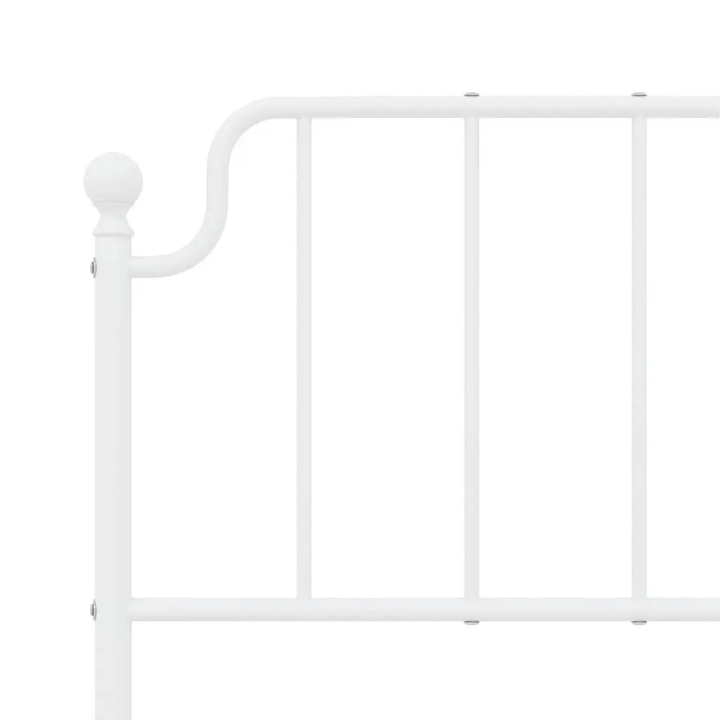 Metal Bed Frame White 150x200 cm Powder-Coated Steel with Headboard and Footboard