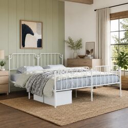 Durable King Size Metal Bed Frame with Storage Space
