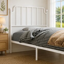 Metal Headboard White 90cm Bed Header Bedroom Furniture Powder Coated Steel
