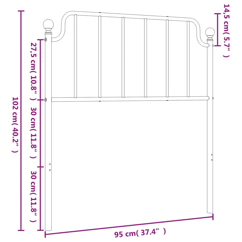 Metal Headboard White 90cm Bed Header Bedroom Furniture Powder Coated Steel