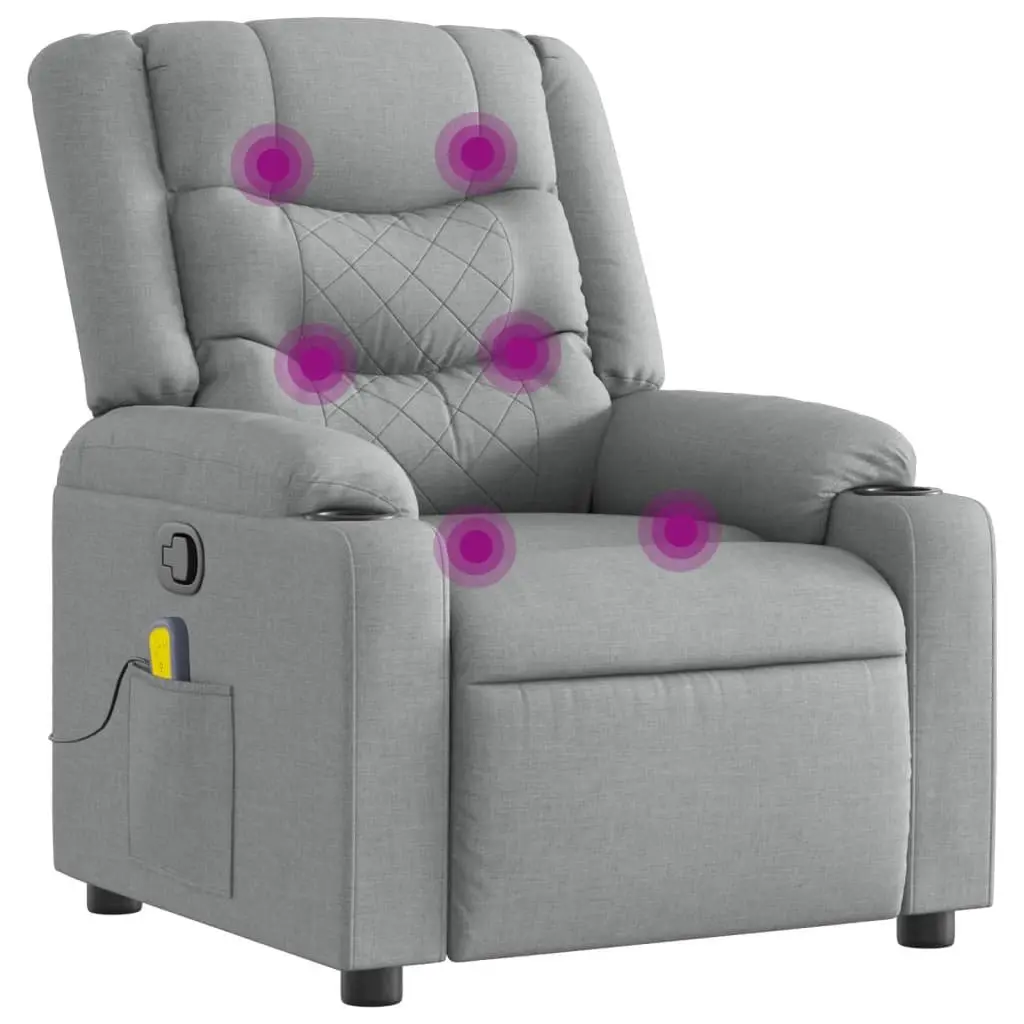 Massage Recliner Chair Grey Fabric Manual Reclining Adjustable Footrest Vibration Massage