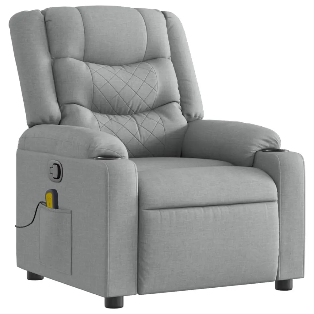 Massage Recliner Chair Grey Fabric Manual Reclining Adjustable Footrest Vibration Massage