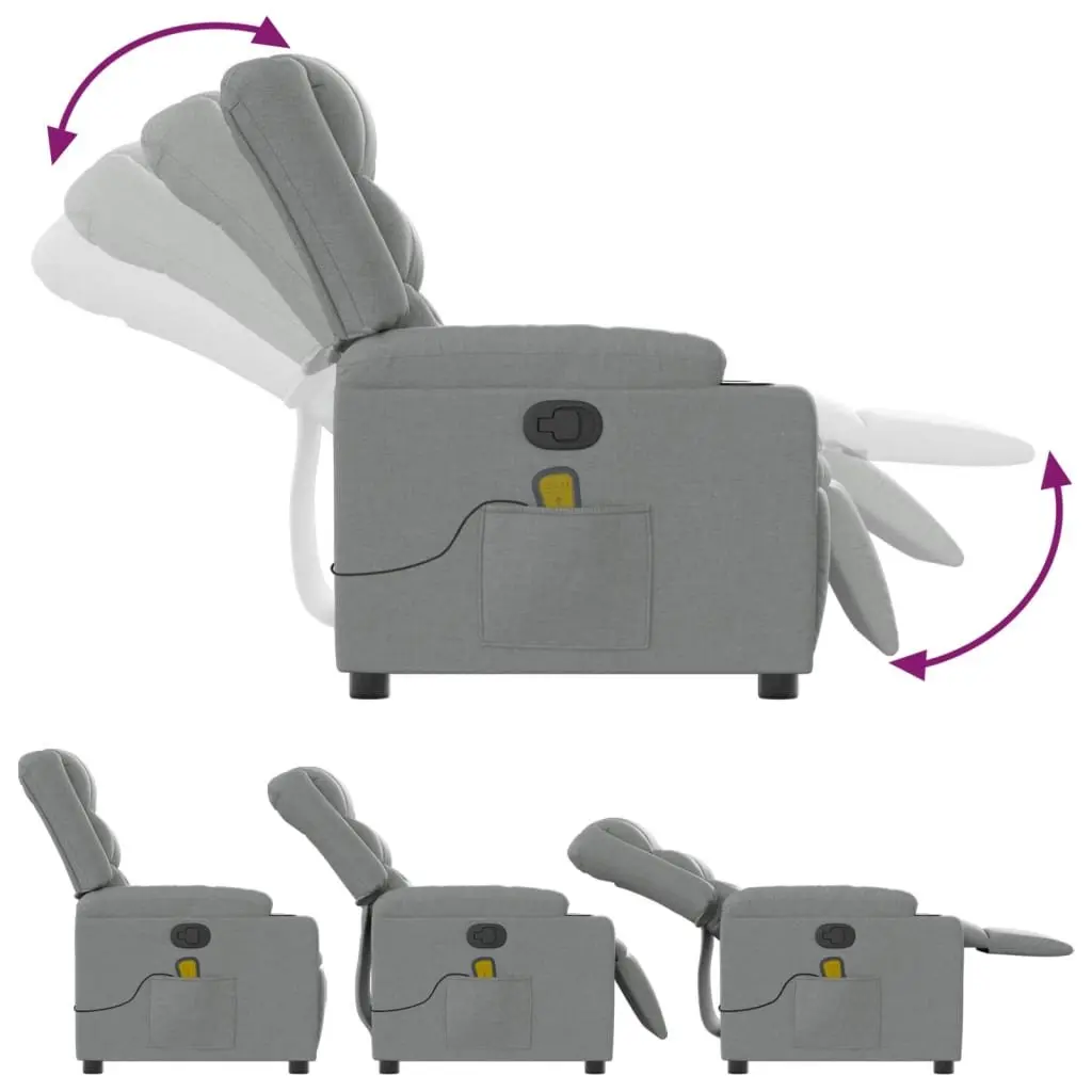 Massage Recliner Chair Grey Fabric Manual Reclining Adjustable Footrest Vibration Massage