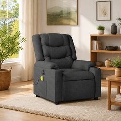 Concise Features of a Grey Fabric Massage Recliner