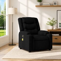 Massage Recliner Chair Black Fabric Manual Recline Armchair Lounge Seat
