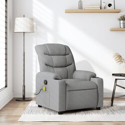 Compact Grey Fabric Massage Recliner Chair