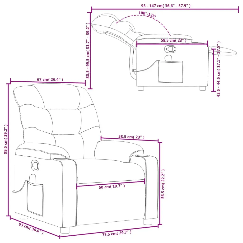 Grey Fabric Massage Recliner Chair