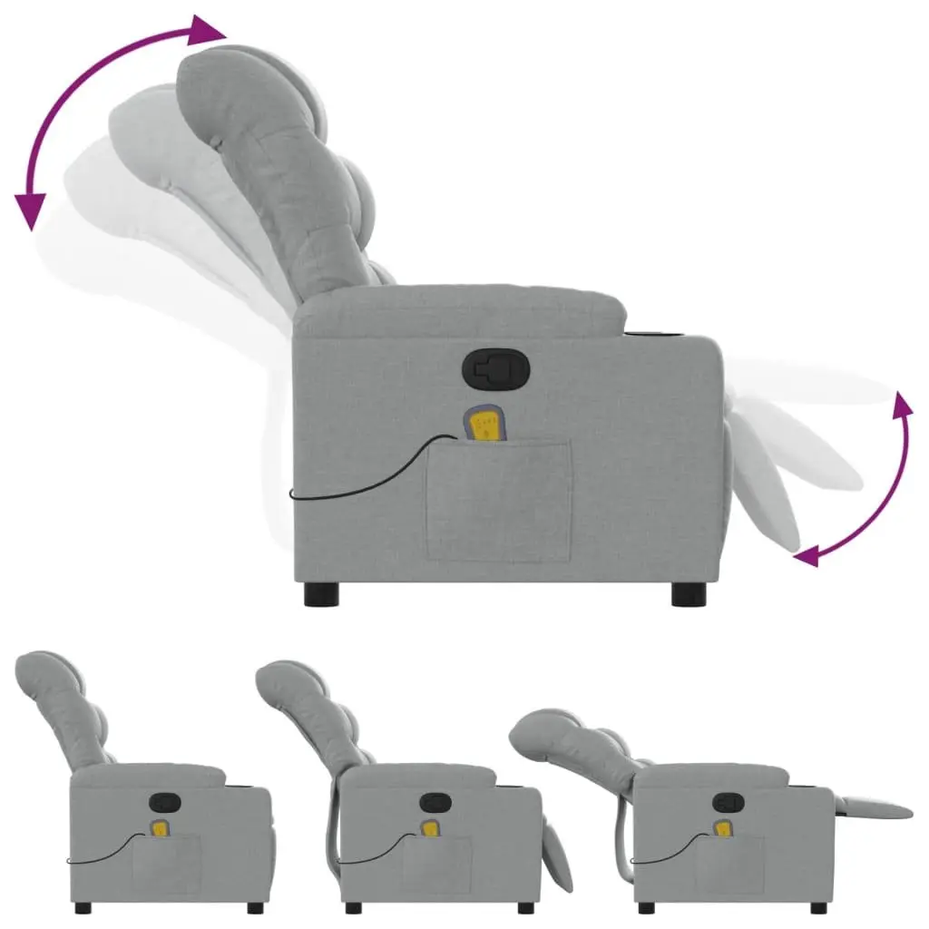 Grey Fabric Massage Recliner Chair