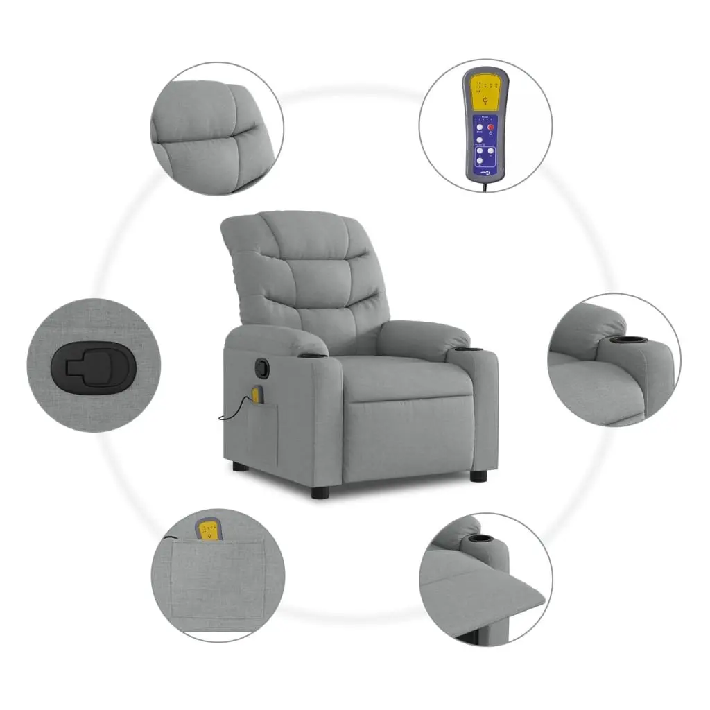 Grey Fabric Massage Recliner Chair