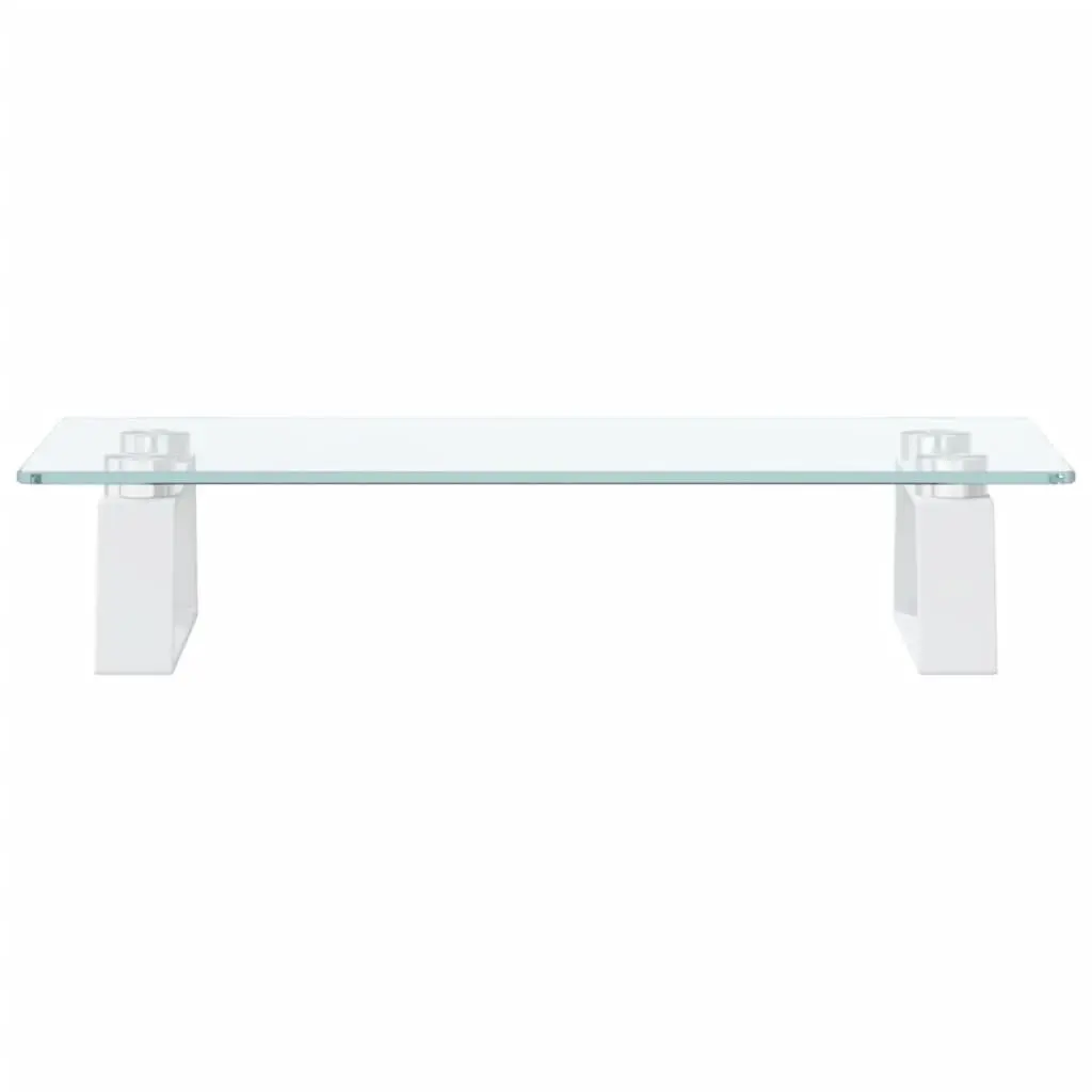 Monitor Stand White Tempered Glass Metal Ergonomic Elevation