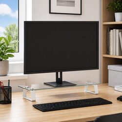 White Monitor Riser with Storage Space