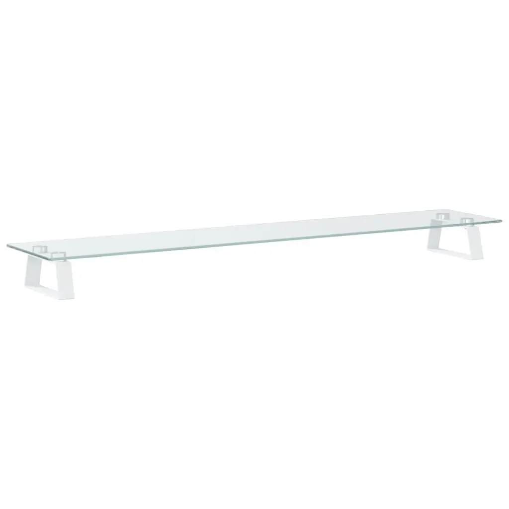 Monitor Stand White Tempered Glass Metal Computer Riser Desk Organiser Storage
