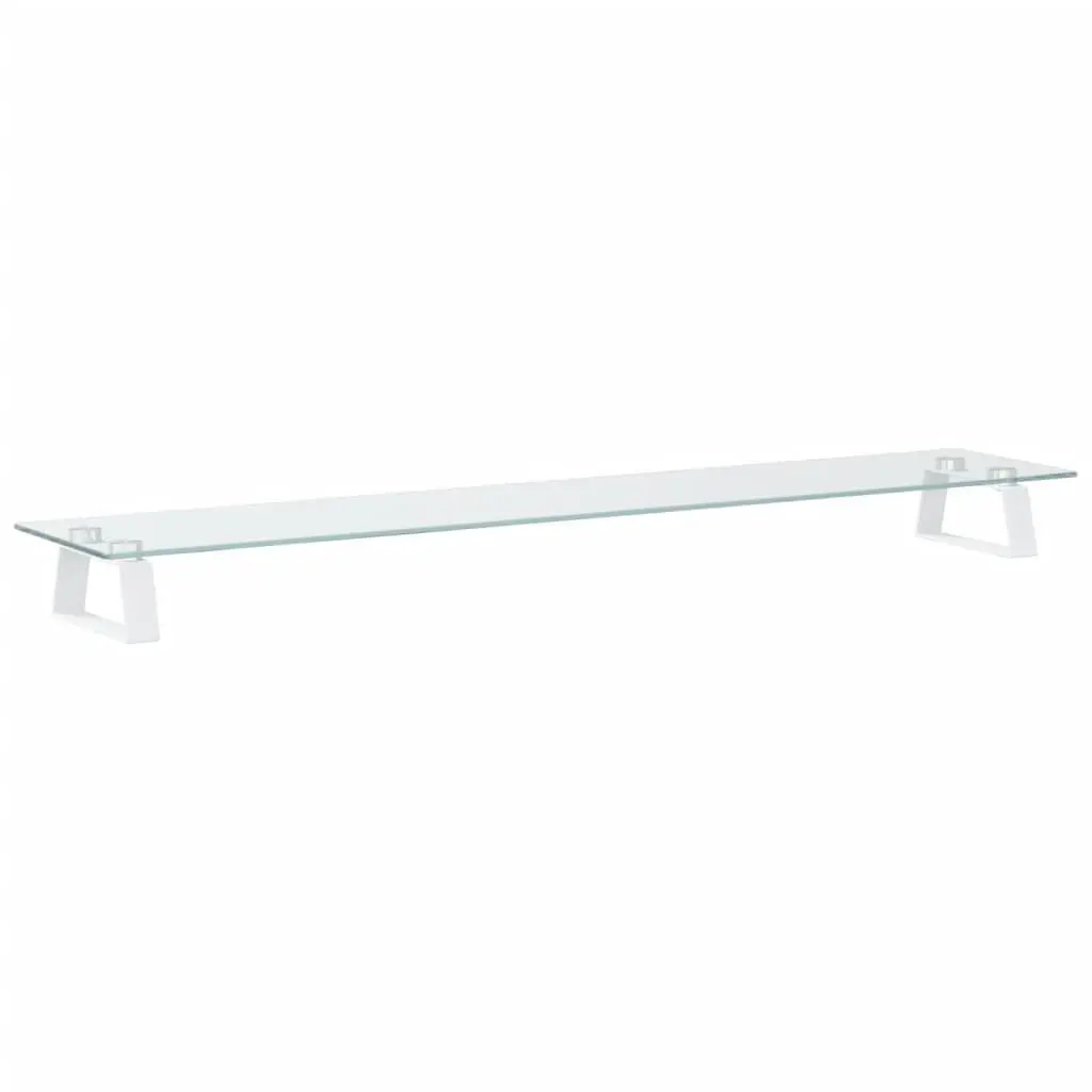 Monitor Stand White Tempered Glass Metal Computer Riser Desk Organiser Storage