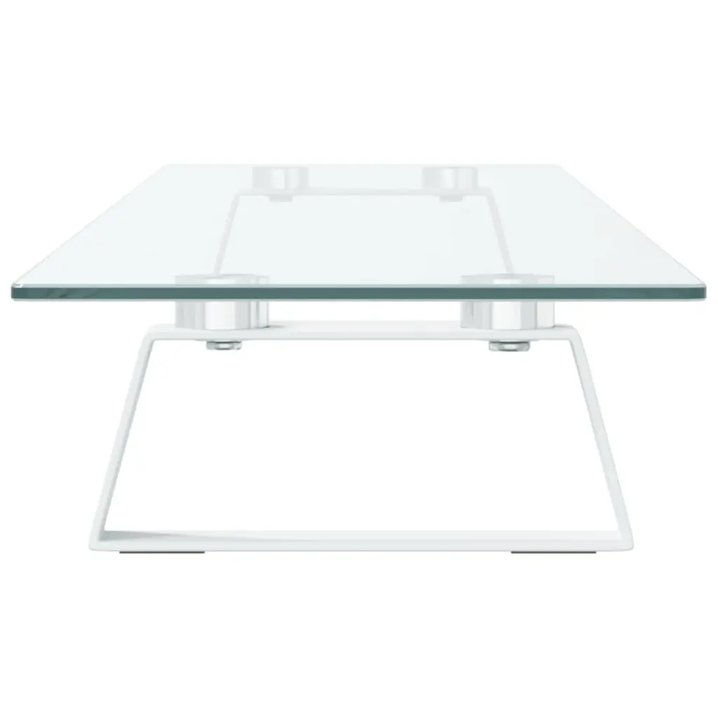 Monitor Stand White Tempered Glass Metal Computer Riser Desk Organiser Storage