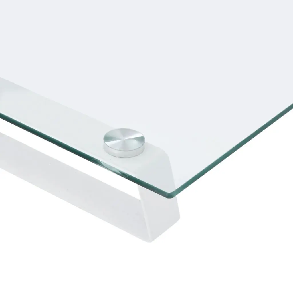 Monitor Stand White Tempered Glass Metal Computer Riser Desk Organiser Storage