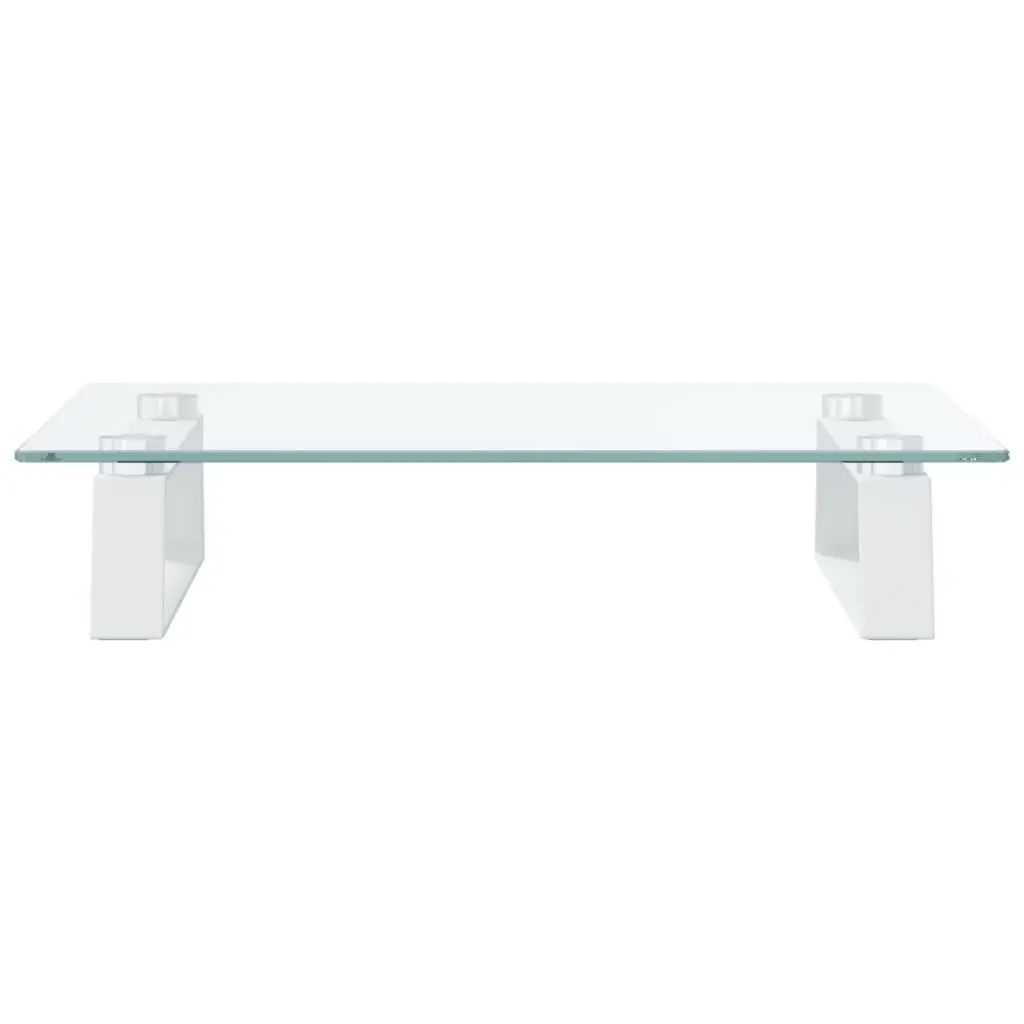 Monitor Stand White Tempered Glass Metal Computer Riser Desk Organiser Storage