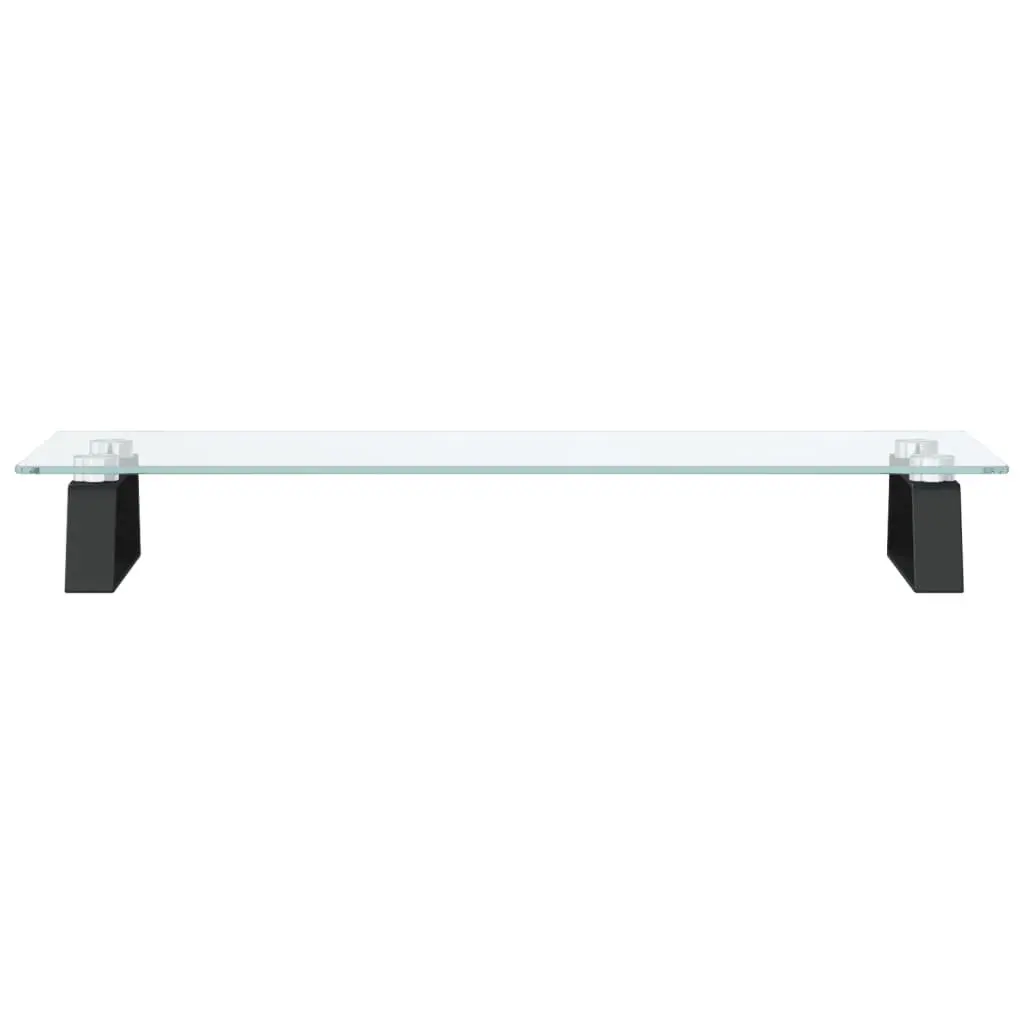 Monitor Stand 60x20x8 cm Black Tempered Glass Metal Computer Riser Desk