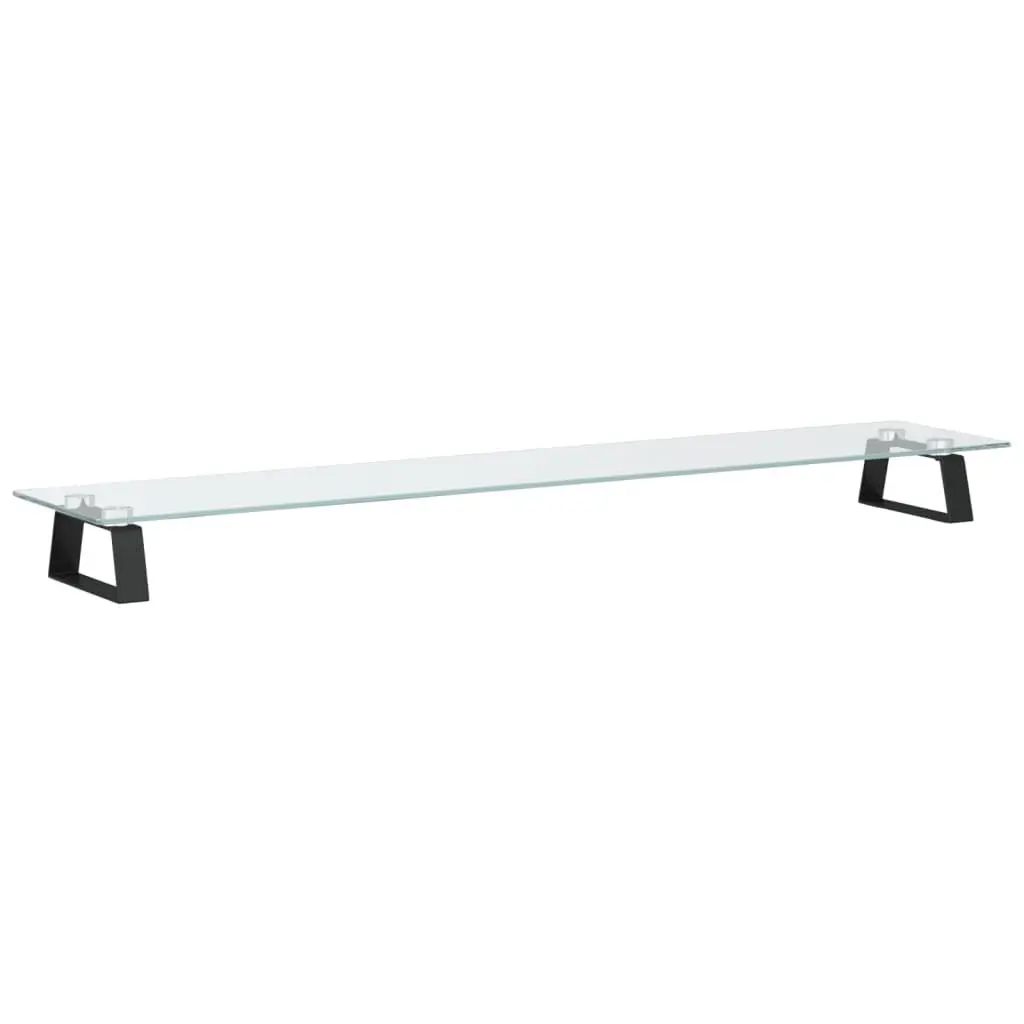 Monitor Stand Black Tempered Glass Metal Computer Riser Desk Organiser Storage