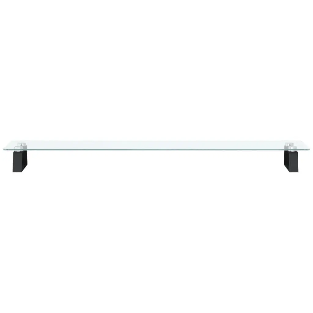 Monitor Stand Black Tempered Glass Metal Computer Riser Desk Organiser Storage