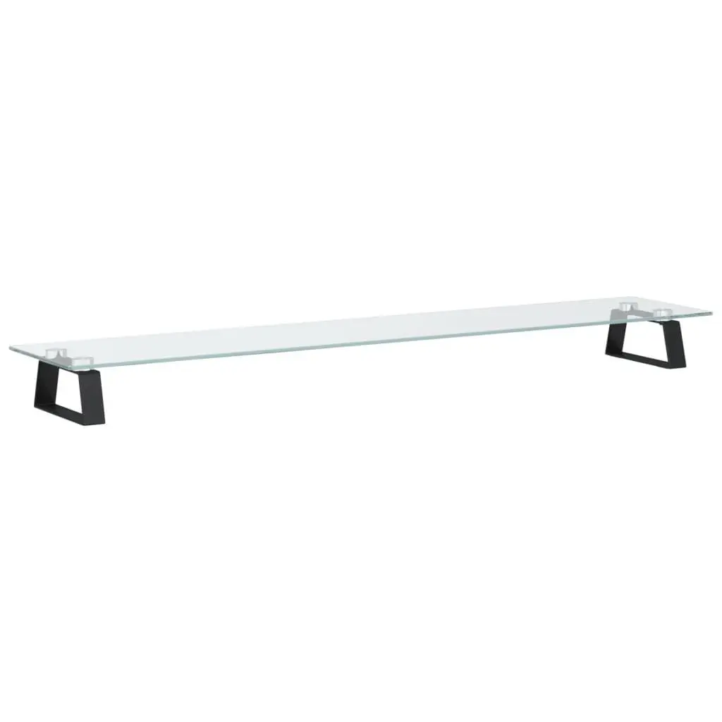Monitor Stand Black Tempered Glass Metal Computer Riser Desk Organiser Storage