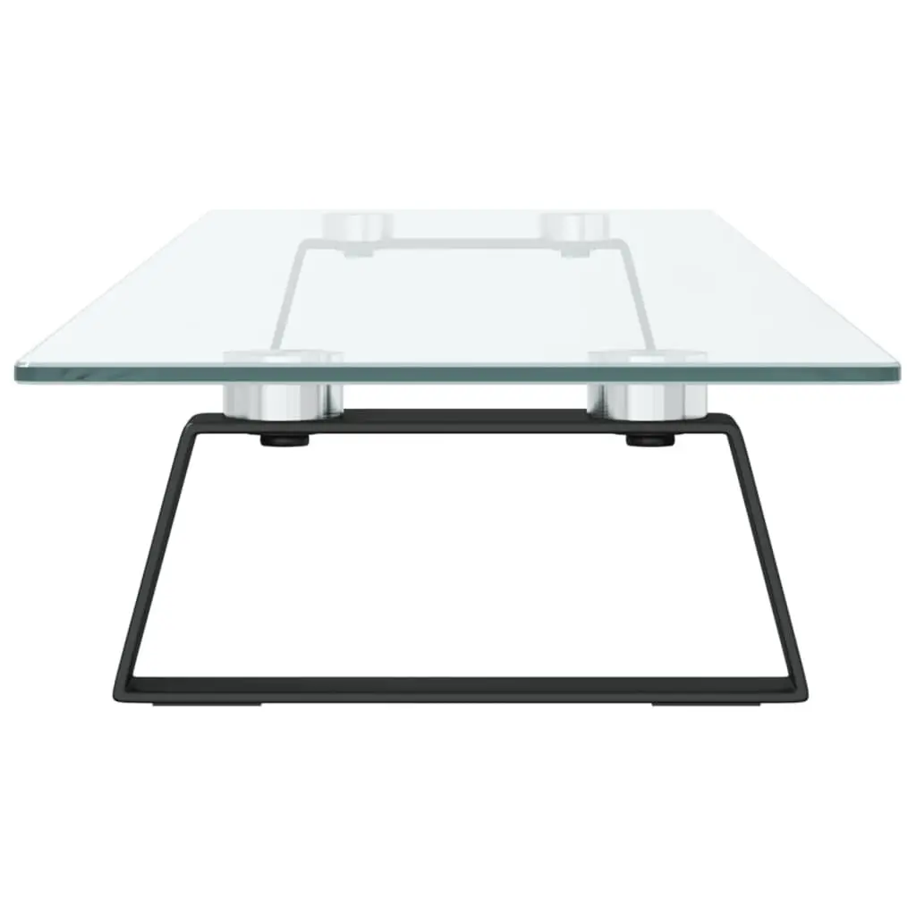 Monitor Stand Black Tempered Glass Metal Computer Riser Desk Organiser Storage