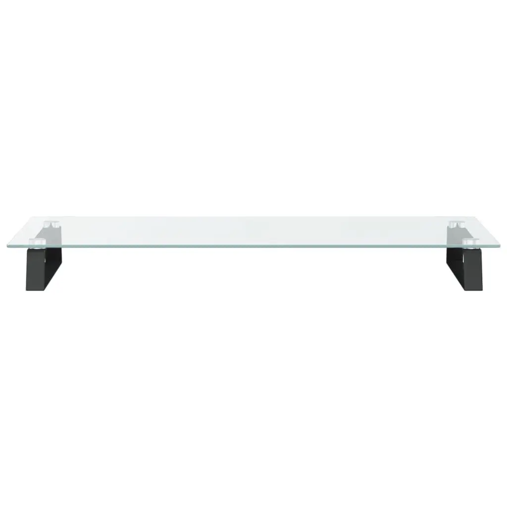 Monitor Stand Black Tempered Glass Metal Ergonomic Riser Organiser Storage