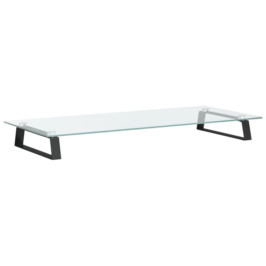Monitor Stand Black Tempered Glass Metal Ergonomic Riser Organiser Storage