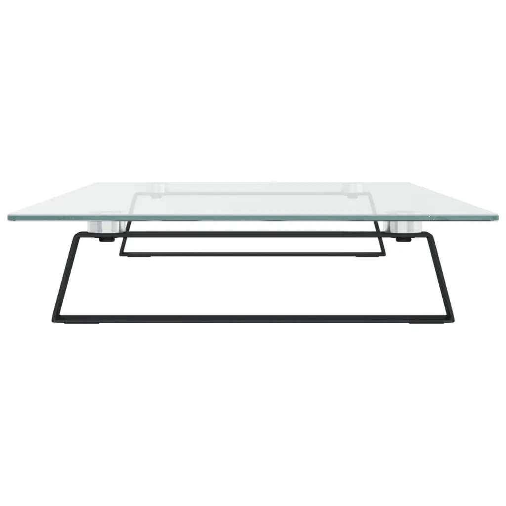 Monitor Stand Black Tempered Glass Metal Ergonomic Riser Organiser Storage