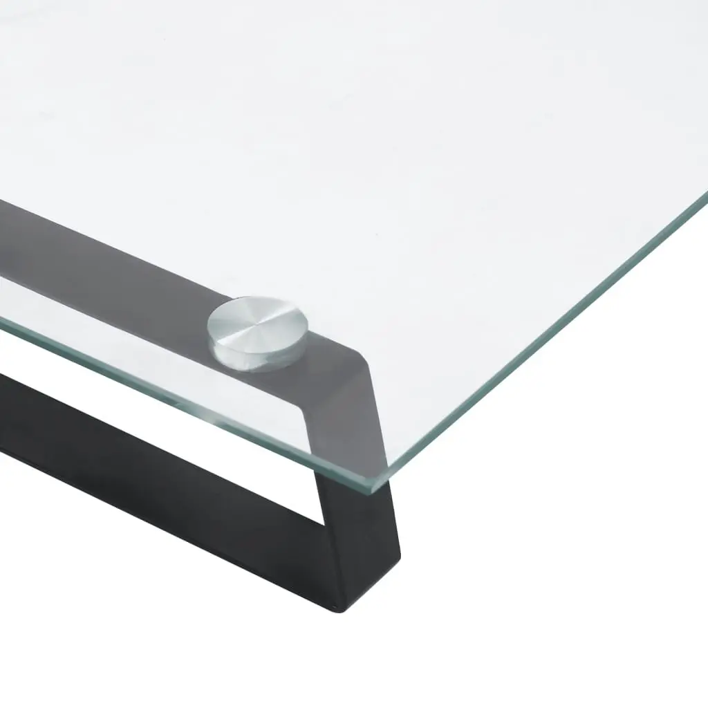 Monitor Stand Black Tempered Glass Metal Ergonomic Riser Organiser Storage