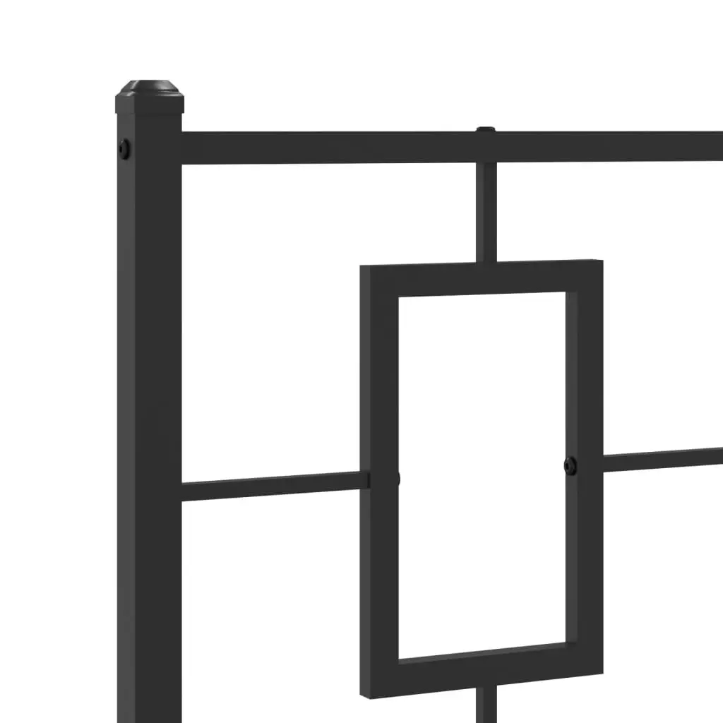 Metal Bed Frame Black 90x190 cm with Headboard Storage Space